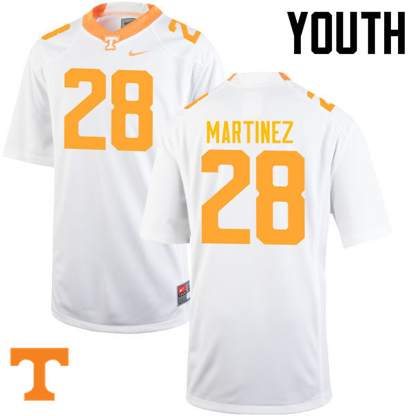 Youth #28 Will Martinez Tennessee Volunteers College Football Jerseys-White